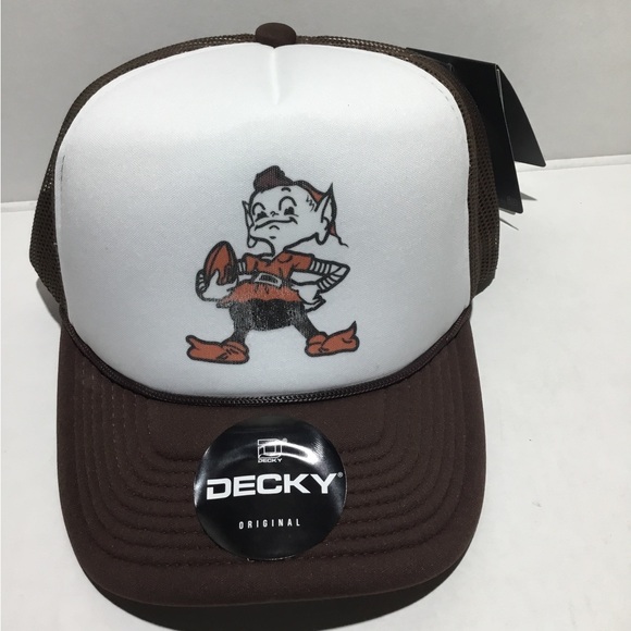 Cleveland Browns 1959 Elf Mascot Trucker Mesh Snapback Hat 2-TONE BROWN - Picture 1 of 4